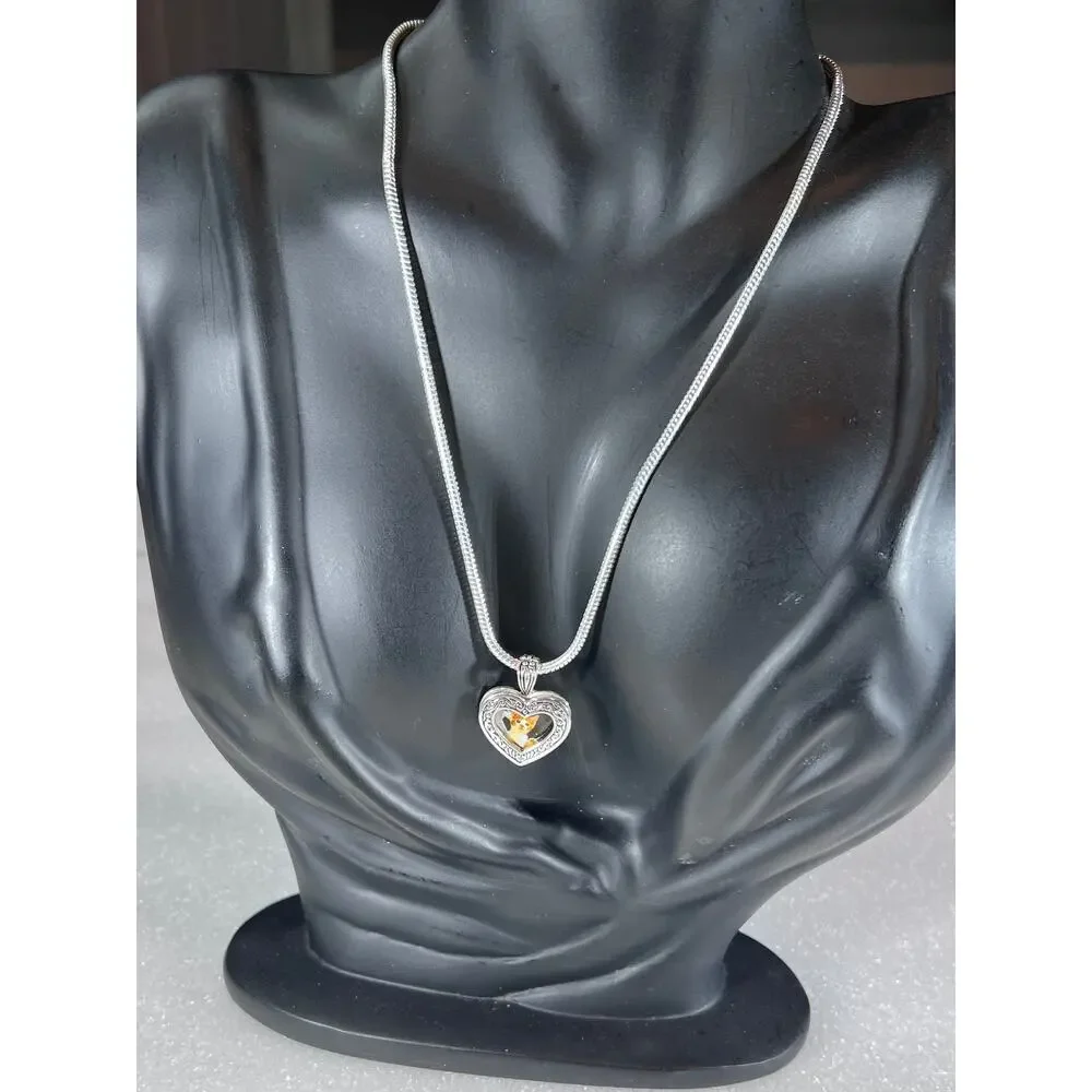 Retro Heart Shaped Reversable Picture Photo Frame Necklace Set New in Pack